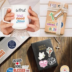 300PCS Inspirational Christian Stickers, Vinyl Waterproof Jesus Bible Verse S…