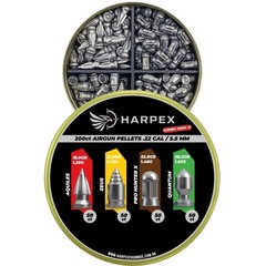 HARPEX Aquiles 200 Count / 4 Type 5.5mm .22 Caliber HUNTING PELLETS SAMPLER
