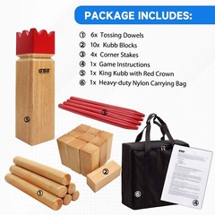 Oak Hardwood Kubb Viking Tossing Game Outdoor Backyard Lawn Throwing Game Set