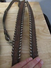 VINTAGE SILVER ROYAL SILVER CONCHO & LACED BRIDAL REINS AND BREAST COLLAR SET