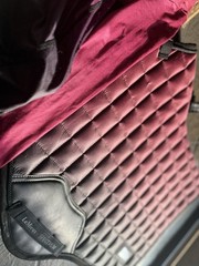 LeMieux Spectrum Dressage Saddle Pad – Red and Black Colorway with matching top