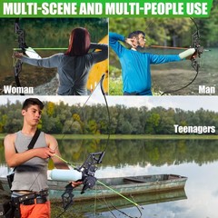 Recurve Bow Fishing Combo Kit – Archery Set for Beginners, 40m Reel & Portable B