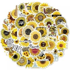 50-Pack Sunflower Stickers Cute Waterproof Sunflower Sticker laptop waterproof