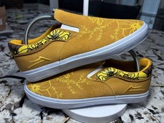 Lakai Yellow Floral Pattern Slip-On Skateboarding Shoes Floral Skate Shoes