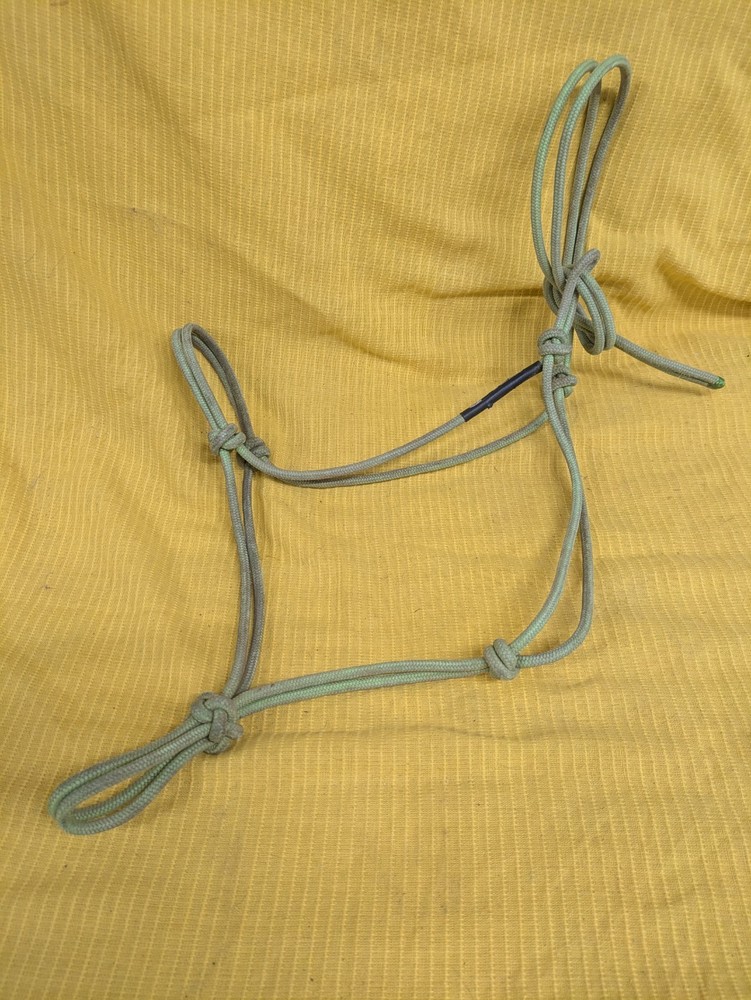 Stiff Rope Halter Light Green Horse Size