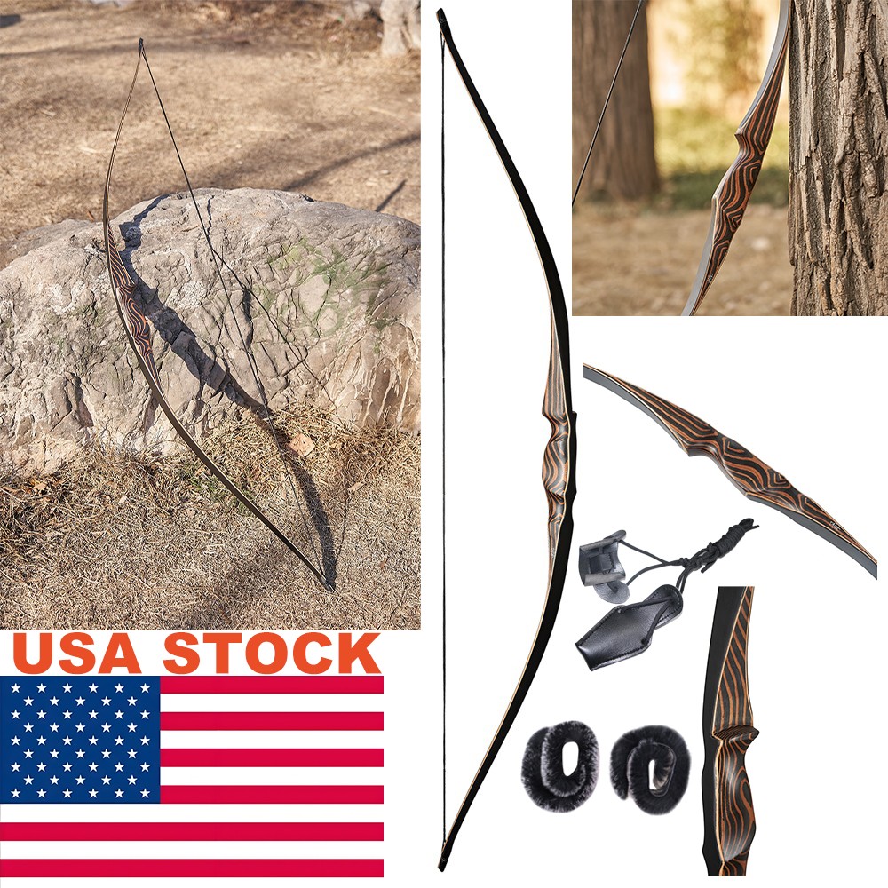 54″ Archery Longbow Traditional Recurve Bow RH 20-70lbs Hunting Target Shoot Bow