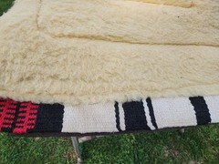 Showman Western Saddle Pad Wool/felt & Fleece 32 X 34 Black & Red EUC