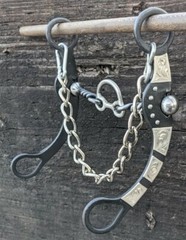 Western Cricket Port Bit – Twisted Bars – Brown Iron & Silver – Chain