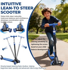 3 Wheel Scooter for Kids Ages 3-12, LED Light-Up Kids Kick Scooter–Portable Fold