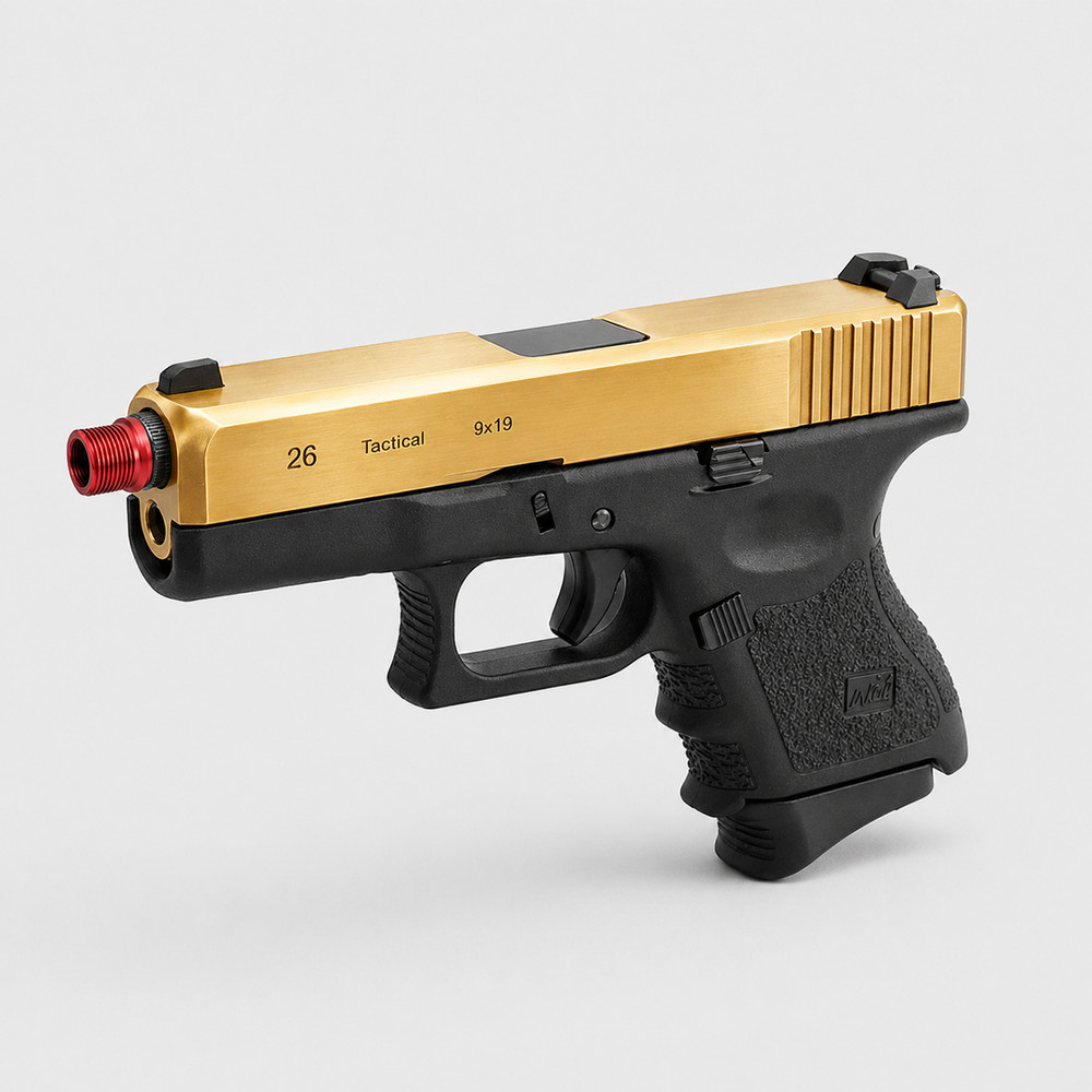 WE 26 Golden Style, 6mm GBB Airsoft Pistol, Full and Semi Auto Hop-Up System