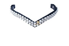 Classic Double-row high-shine clear rhinestones crystal browband V-shaped horse