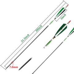 12X 30″ Carbon Arrows Spine 500 7.8mm 5″ Turkey Feather For Compound&Recurve Bow