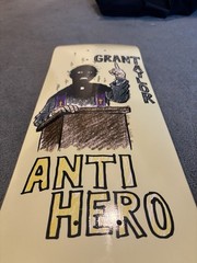 Anti Hero Grant Taylor Skateboard Deck Yellow Blue Graphic