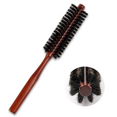 Boar Bristle Hair Brush Round Travel Wood Handle Beard Brush Thin Short Hair