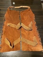 Vintage 70s/80s Kids Real Leather Western Cowboy Chaps With Fringe 21″