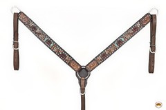 Western Headstall and Breast Collar Set HILASON Tooled Leather Horse Bridle Tack