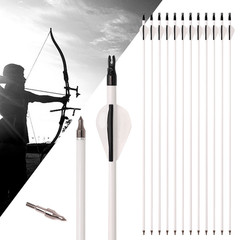 12PCS 30″ Archery Carbon Arrows Spine 500 OD 7.8 mm Arrows with Removable Tips