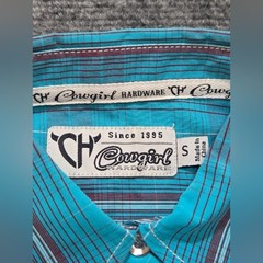 Cowgirl Hardware Women’s Small Turquoise Plaid Western Snap Shirt Bridle