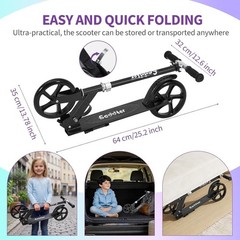 Foldable Kick Scooter Adjustable Scooter 220LBS for Age 6+ Kids, Teens, Adults