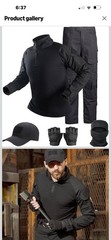 Tactical Suit,Military Pants and Shirt,Cap Gloves Balaclava Set,Black Uniform…