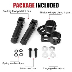 Universal M8 Motorcycle Foot Pegs – 90 Degree Foldable Footpegs CNC Anti-Skid