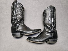 Vintage Tony Lama 2966 Boots Mens Size 9 D Black Leather Cowboy