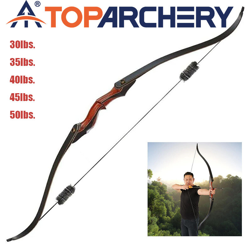 50lbs Archery Hunting Bow Takedown Recurve Bow Right Hand 60″ Wooden Longbow