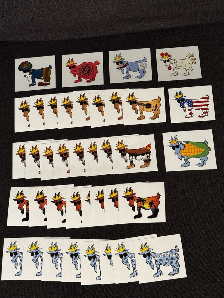 NEW Goat USA STICKER Rare April Fools Bundle Lot 38 TOTAL STICKERS – 10 Designs