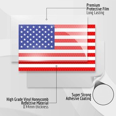 3PC Reflective American Flag Sticker – 5×3 Inches – Multicolor
