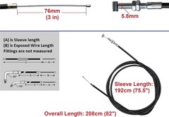 Universal 75-Inch Heavy Duty Throttle Cable for Go Kart, Mini Bike, Dune Buggy