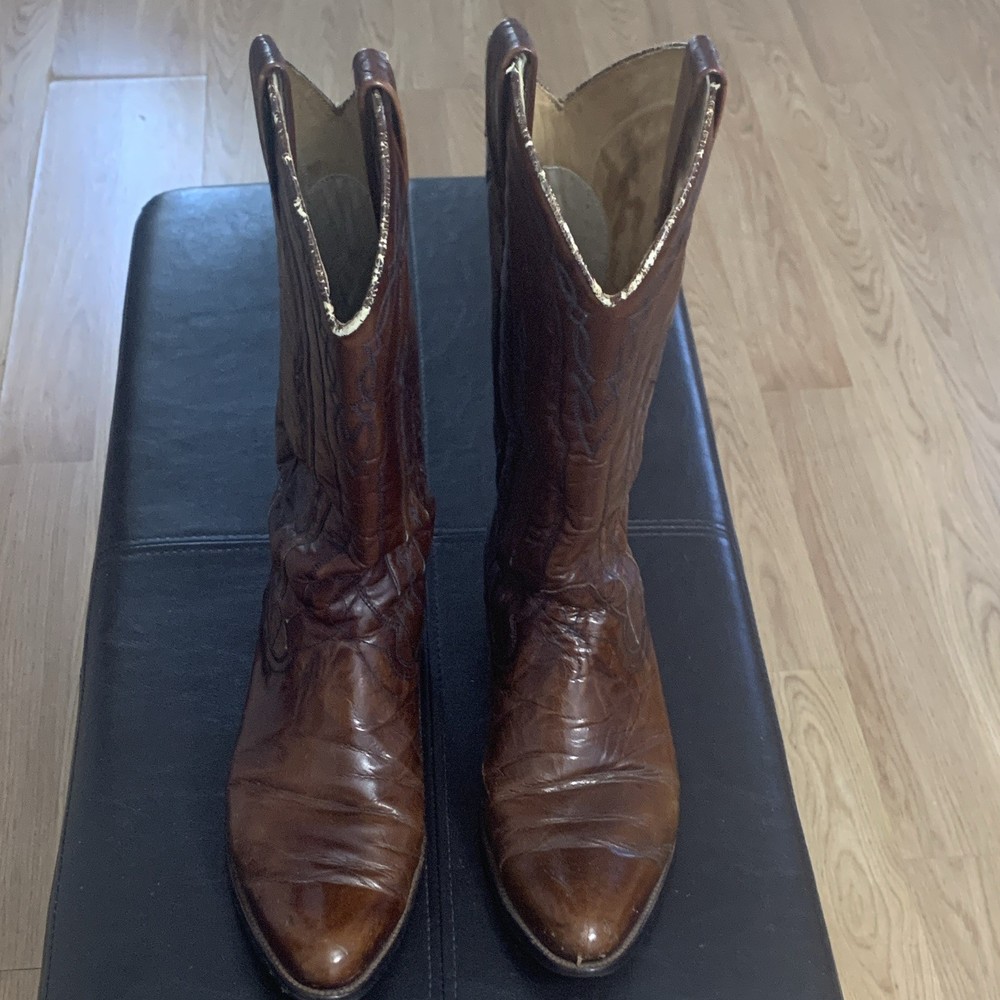 Dan post 6605 Brown Leather Western Cowboy Boots mens US 8/12 D Made in Spain