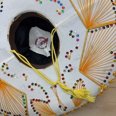 Pigalle XXXXX White Charro Sombrero Hat with Gold Trim and Sequins 23 in