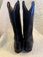 Trennis Women’s Black Leather Western Cowboy Boots Made in Brazil US 7M