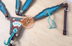 Western Tack Set Horse | Turquoise Gator Gambler Tooling Cob Tack Set
