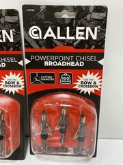 (2) Allen Powerpoint Chisel Tip Broadheads 100 Gr 3Pk Fixed Crossbow Compound