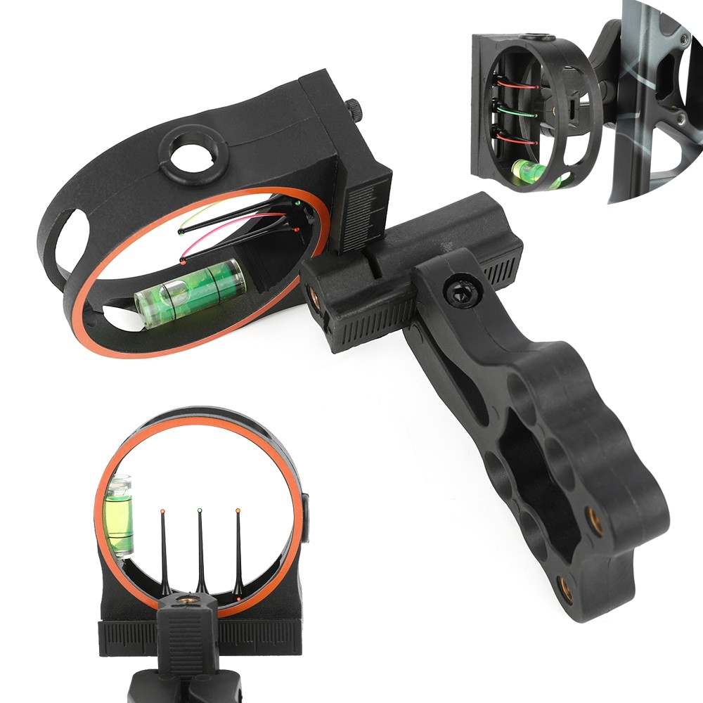 Archery Bow 3Pin Sight 0.029″ Optical Fiber Adjustable CompoundBow Shooting Hunt