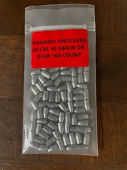 25 CALIBER 42 GRAIN XLHP DISH BASE SLUG – 100 ROUNDS FROM VARMINTKNOCKERS
