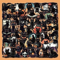 30Pcs Random Gothic Dark Kitty Black Cat PET Transparent Halloween Sticker