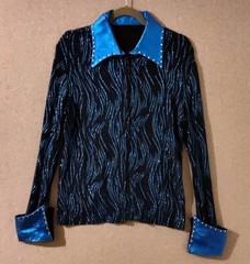 Western Show Jacket Zip Sz L Crystals Glitzy Showmanship Equestrian Horse Riding