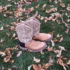 ROPER Western Boots 7 JK Brown Leather Two Tone Embroidered Made in Spain