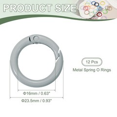 1″ Spring O Rings, Spring Snap Keyring for Handbag, 12 Pack Gray