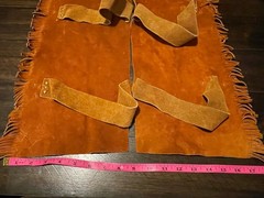 Vintage 70s/80s Kids Real Leather Western Cowboy Chaps With Fringe 21″