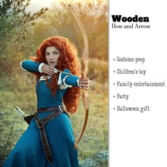 Basbon Youth Wooden Bow and Arrow Set, 40 40 inch, 1 Set (3 Feather Arrows)