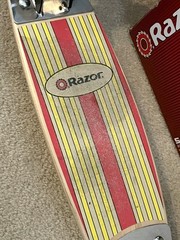 Razor Cruiser Scooter – Yellow/Red Wood Deck – Good Condition with Original Box