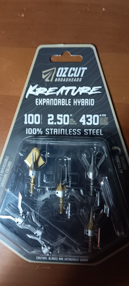 Ozcut Kreature Broadheads 100gr – Expandable Hybrid – 3 Pack – Stainless Steel –