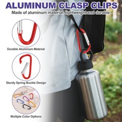 1.8/2.2/2.4″ Aluminum Clasp Clips, 18Pcs D Shape Spring Hook Keychain, Red