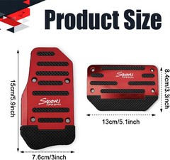 2PCS Non-Slip Car Pedal Pads, Automatic Gearbox Gas Pedal Brake Pedal Cover, Alu