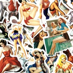 Lot 50 Vinyl Glamor Girl Retro Beauty Laptop Stickers Decals Sticker PVC