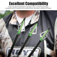 12pcs 100 grain 3 Blade Crossed Broadhead Arrow Head Bow Archery Fishing Hunting