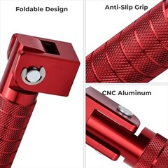 2-in-1 Clamp-On & Bolt-On Foldable Foot Pegs, Motorcycle Foot Pegs Racing Red
